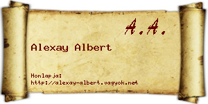 Alexay Albert névjegykártya